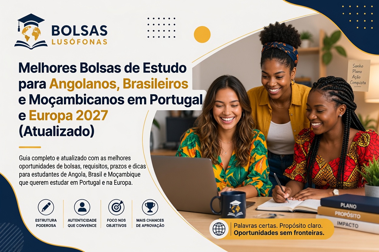 Imagem ilustrativa do artigo: Melhores Bolsas de Estudo para Angolanos, Brasileiros e Moçambicanos em Portugal e Europa 2027 (Atualizado)